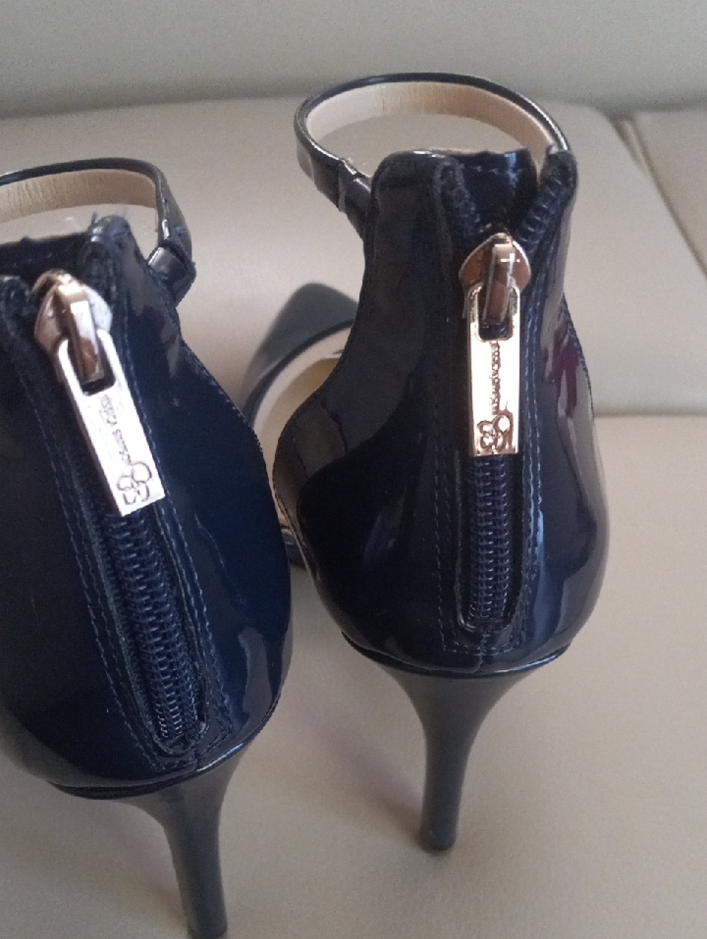 Jessica Simpson Navy Patent Pointed-Toe Ankle-Strap Heels - Picture 6 of 17